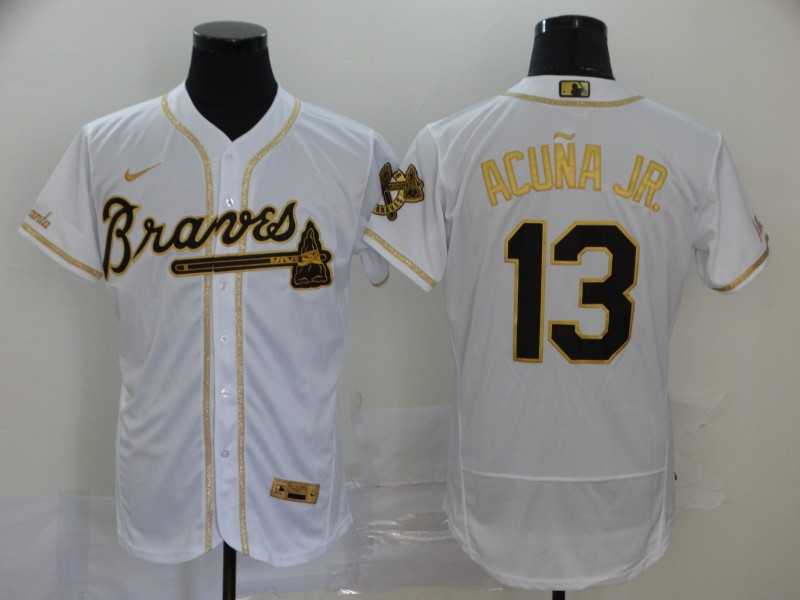 Braves 13 Ronald Acuna Jr. White Gold 2020 Nike Flexbase Jersey,We sell and wholesale Braves 13 Ronald Acuna Jr. White Gold 2020 Nike Flexbase Jersey on line form chian!